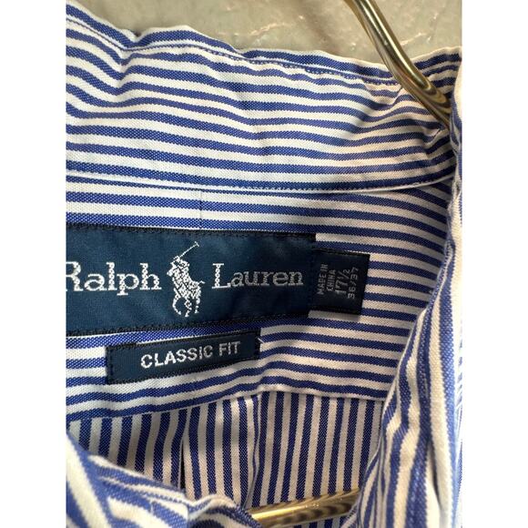 Ralph Lauren Mens Long Sleeve Striped Classic Preppy Dress Shirt Size 17.5 36/37 - Picture 4 of 5